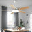 Modern minimalist white iron paint wood fan pendant