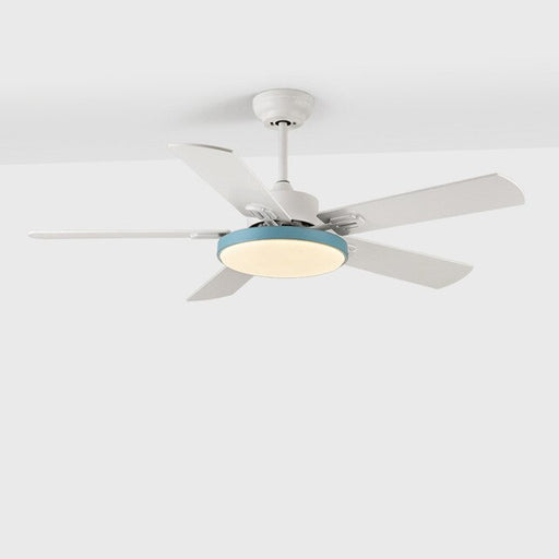 Modern minimalist white iron paint wood fan pendant