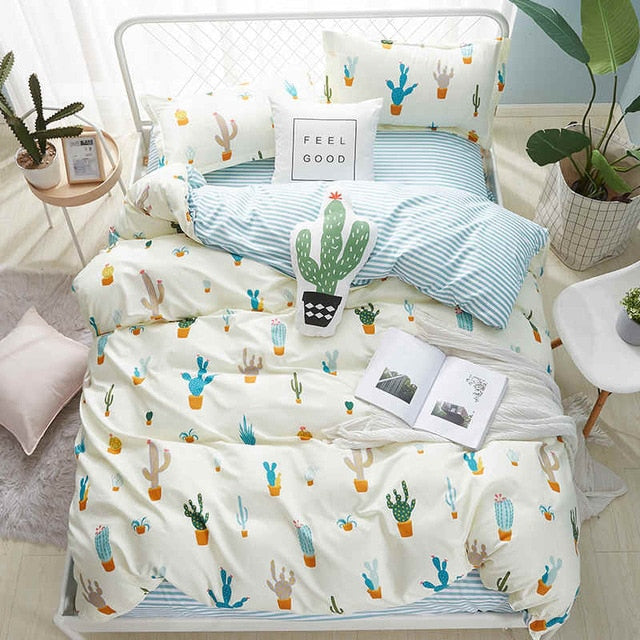 Liv-Esthete Fashion Summer Lemon Bedding Set Double Queen King Bed Linen Comfortable Duvet Cover Flat Sheet Pillowcase For Adult