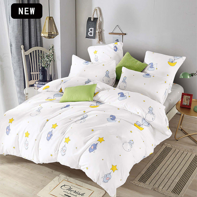 YAXINLAN bedding set cotton solid color promotional discount cartoon simple linen quilt cover pillowcase 4-7pcs