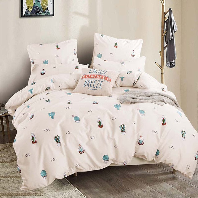 YAXINLAN bedding set cotton solid color promotional discount cartoon simple linen quilt cover pillowcase 4-7pcs