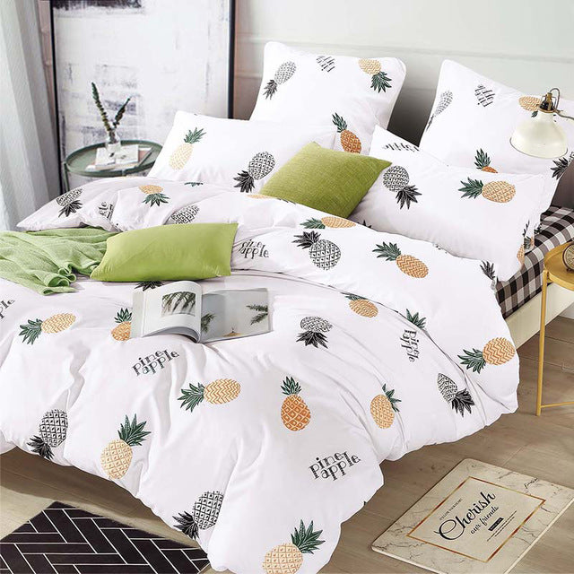 YAXINLAN bedding set cotton solid color promotional discount cartoon simple linen quilt cover pillowcase 4-7pcs