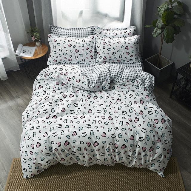 Geometric bed linen twin/full/queen size bedding set reactive printing bedclothes 3 / 4pcs duvet cover + flat sheet + pillowcase