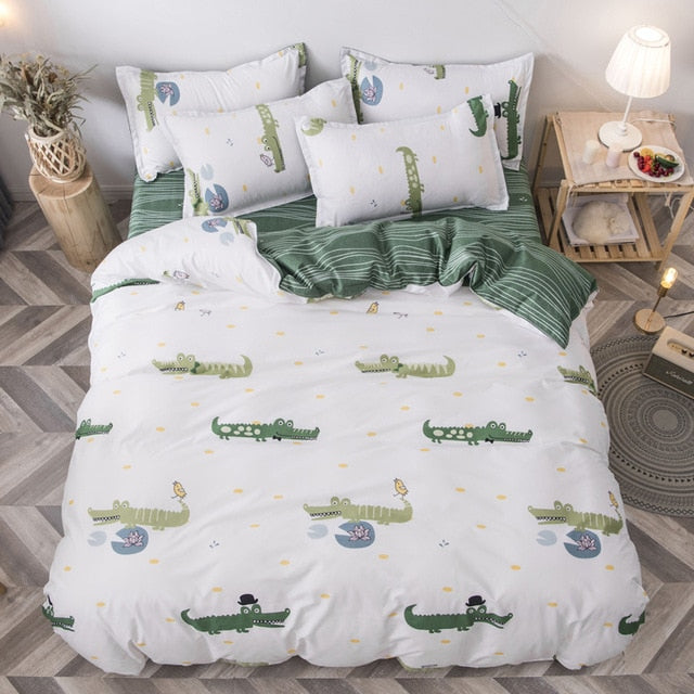 Cartoon Dinosaur Bedding Set Boys Bedclothes Teens Soft Comfortable Bed Linens Set Twin Children Duvet Cover Set 150x200cm