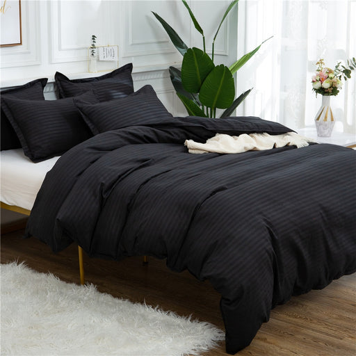 Home Textile Black Quilt Set Double Queen King Size Bedding Set Solid Color High Quality Comforter Duvet Cover