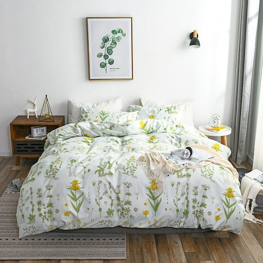 Elegant Plants Leaves Flowers Floral Print Bedding Sets Duvet Cover Sets Pillowcase Bedroom Decor Single Twin Double Queen King