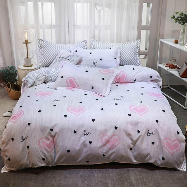 Grey Bunny Rabbits Bedding Set Cotton Microfiber Polyester Bedlinens Twin Full Queen King Size Duvet Cover Set Pillow Cases