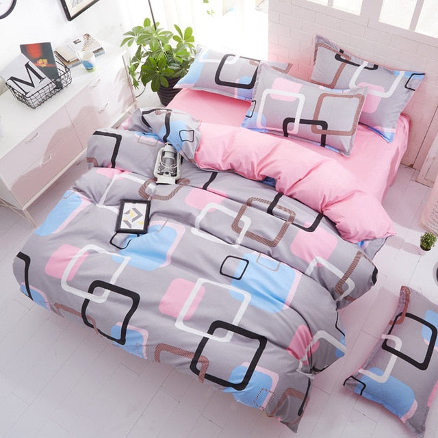 denisroom flower bed linens Simple bedding set fashion bedclothes Duvet Cover set bed sheet and pillowcase Queen king size AW72*