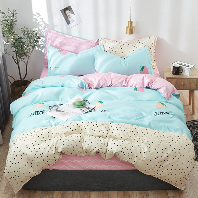 denisroom flower bed linens Simple bedding set fashion bedclothes Duvet Cover set bed sheet and pillowcase Queen king size AW72*