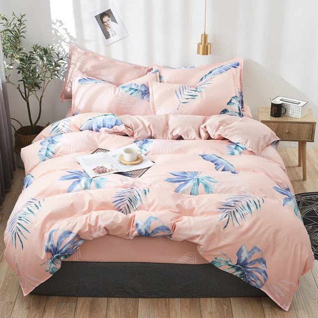 denisroom flower bed linens Simple bedding set fashion bedclothes Duvet Cover set bed sheet and pillowcase Queen king size AW72*