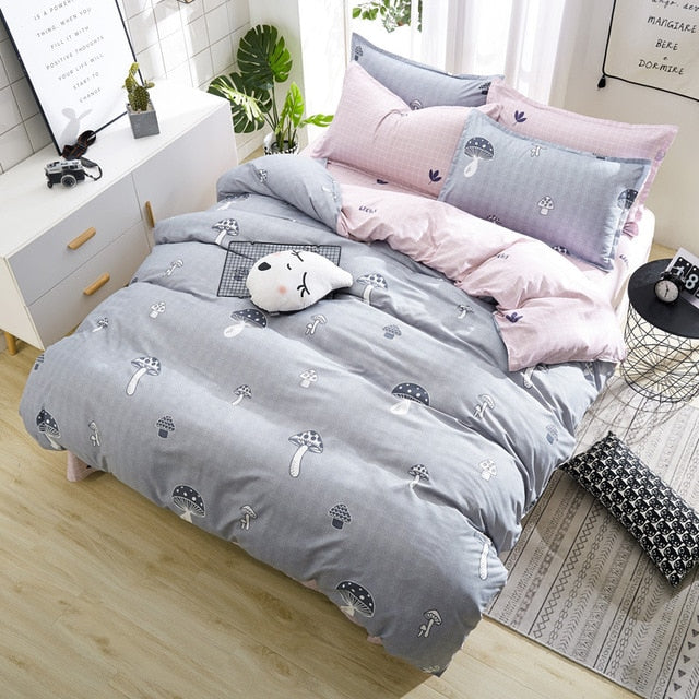 denisroom flower bed linens Simple bedding set fashion bedclothes Duvet Cover set bed sheet and pillowcase Queen king size AW72*