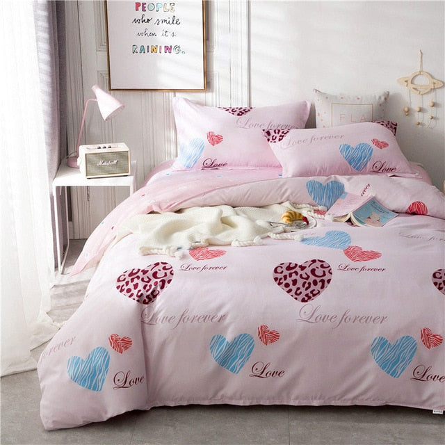 Star Owl Plaids 4pcs Bed Cover Set Cartoon Duvet Cover Adult Kids Boys Bed Sheets And Pillowcases Comforter Bedding Set 61001