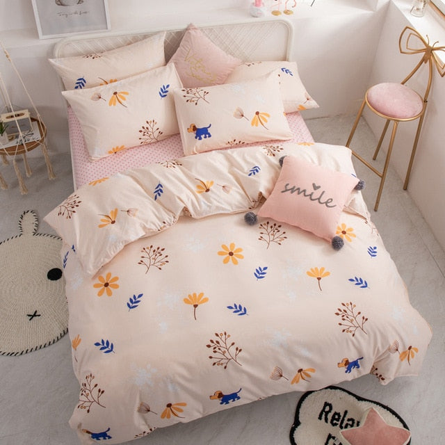 Alanna fashion bedding set Pure cotton A/B double-sided pattern Simplicity Bed sheet, quilt cover pillowcase 4-7pcs