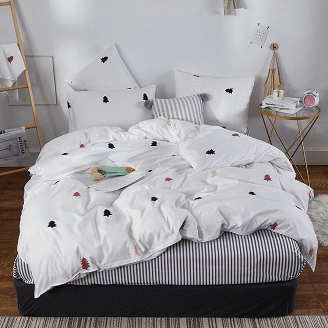 Alanna fashion bedding set Pure cotton A/B double-sided pattern Simplicity Bed sheet, quilt cover pillowcase 4-7pcs