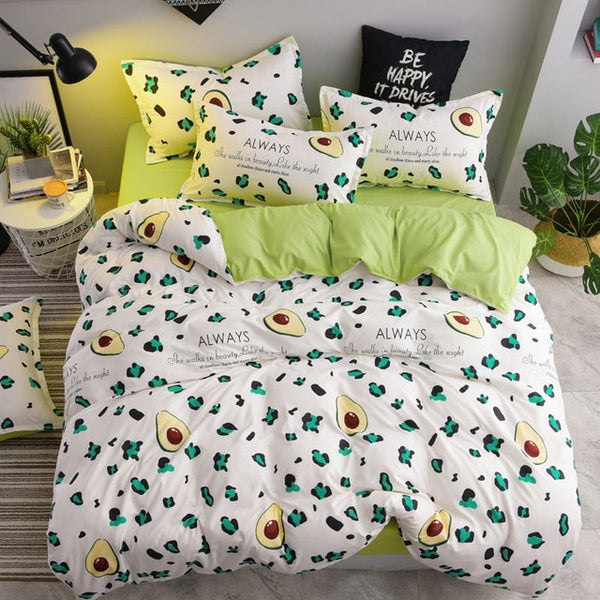 Bonenjoy Green Cactus Bedding Set Queen Size Plant Home Bedding Sheet Single Bed Linen ropa de cama King Bed Set Duvet Cover