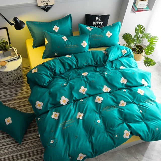 Bonenjoy Green Cactus Bedding Set Queen Size Plant Home Bedding Sheet Single Bed Linen ropa de cama King Bed Set Duvet Cover