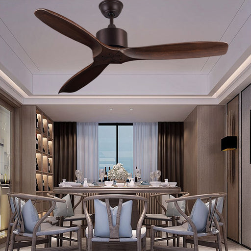 52 inch Luxury Ceiling Fans Without Light Home Bedroom Living Room Fan 220v Wood Remote Control 3 Wooden Blades