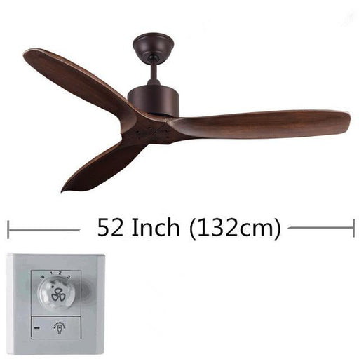 52 inch Luxury Ceiling Fans Without Light Home Bedroom Living Room Fan  Wood Remote Control 3 Wooden Blades