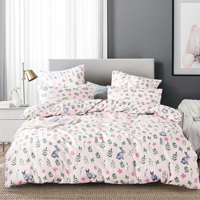 Alanna Printed Solid bedding sets  Home Bedding Set 4-7pcs High Quality Lovely Pattern with Star tree flower