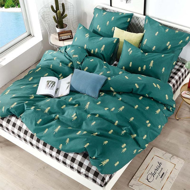 Alanna Printed Solid bedding sets  Home Bedding Set 4-7pcs High Quality Lovely Pattern with Star tree flower