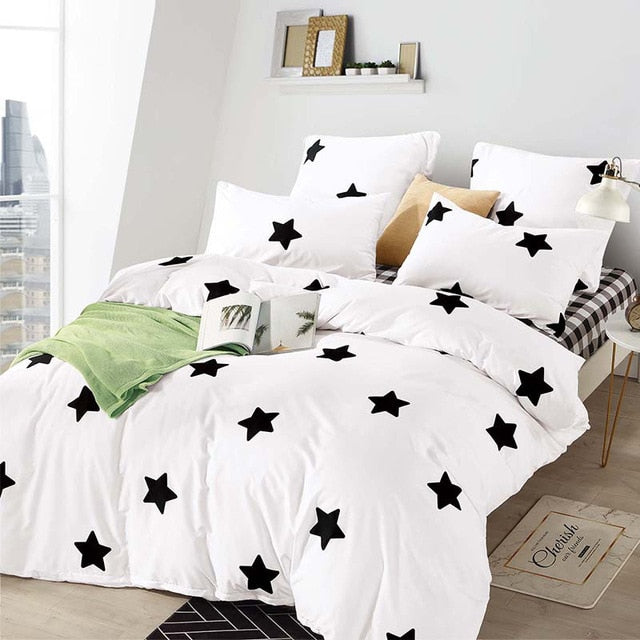 Alanna Printed Solid bedding sets  Home Bedding Set 4-7pcs High Quality Lovely Pattern with Star tree flower