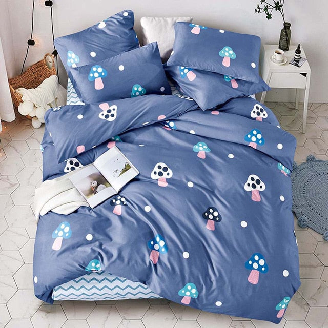 Alanna Printed Solid bedding sets  Home Bedding Set 4-7pcs High Quality Lovely Pattern with Star tree flower