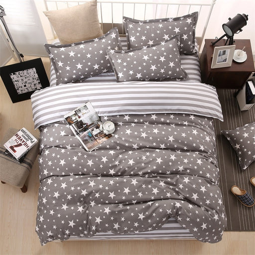 Classic bedding set 5 size grey blue flower bed linens 4pcs/set duvet cover set Pastoral bed sheet AB side duvet cover 50