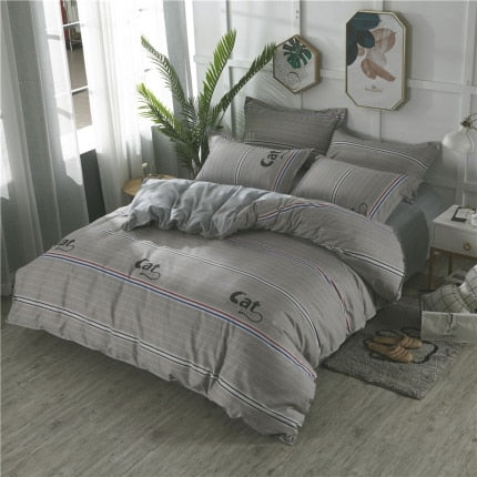 Classic bedding set 5 size grey blue flower bed linens 4pcs/set duvet cover set Pastoral bed sheet AB side duvet cover 50