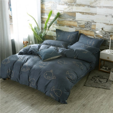 Classic bedding set 5 size grey blue flower bed linens 4pcs/set duvet cover set Pastoral bed sheet AB side duvet cover 50