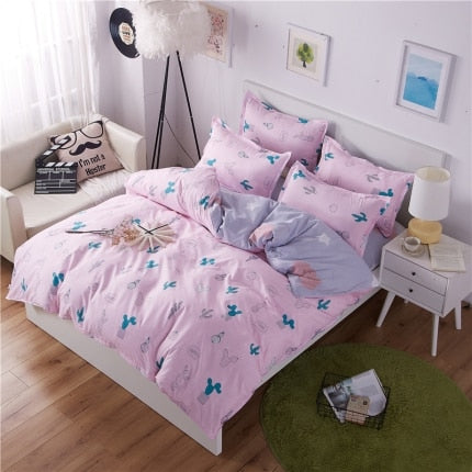 Classic bedding set 5 size grey blue flower bed linens 4pcs/set duvet cover set Pastoral bed sheet AB side duvet cover 50