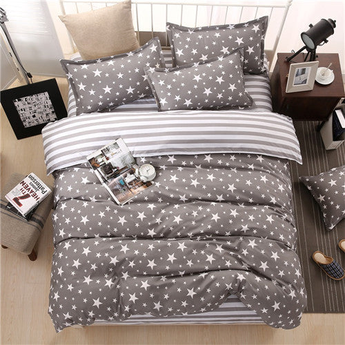 Classic bedding set 5 size grey blue flower bed linens 4pcs/set duvet cover set Pastoral bed sheet AB side duvet cover 50