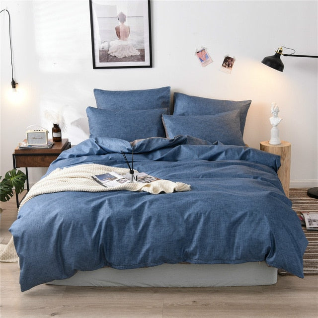 Bedding SET Pink Blue Plain Color Quite Cover Sets Without Bed Sheet Duvet Cover  3/4 Pcs Bedclothes Cover  Bedding Set