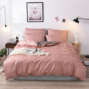 Bedding SET Pink Blue Plain Color Quite Cover Sets Without Bed Sheet Duvet Cover  3/4 Pcs Bedclothes Cover  Bedding Set