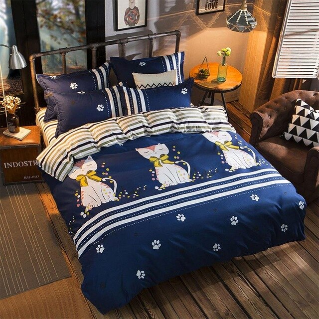 Star Stripe Geometric 4pcs Kid Bed Cover Set Cartoon Duvet Cover Adult Child Bed Sheet Pillowcases Comforter Bedding Set 61014