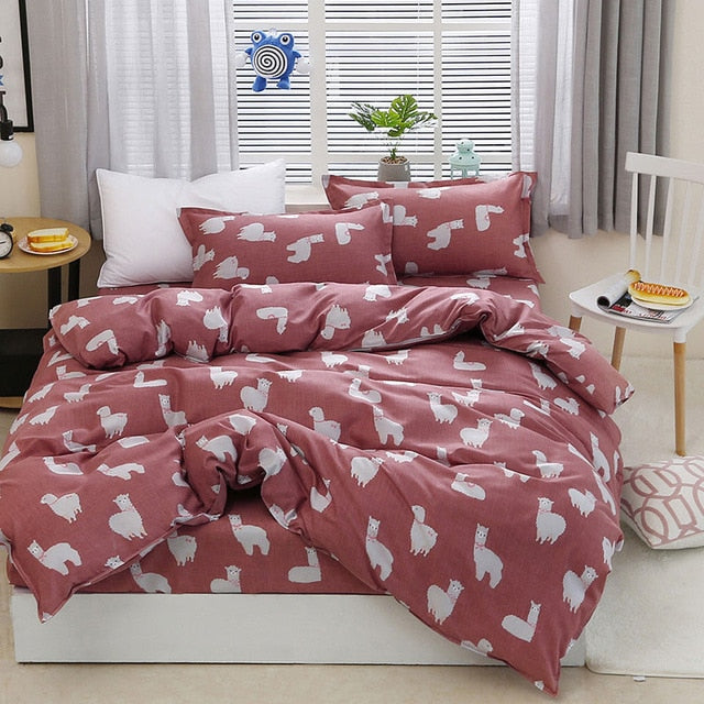 Cartoon Elephant Unicorn Girl Boy Duvet Bed Pillowcase Comforter Bedding Set