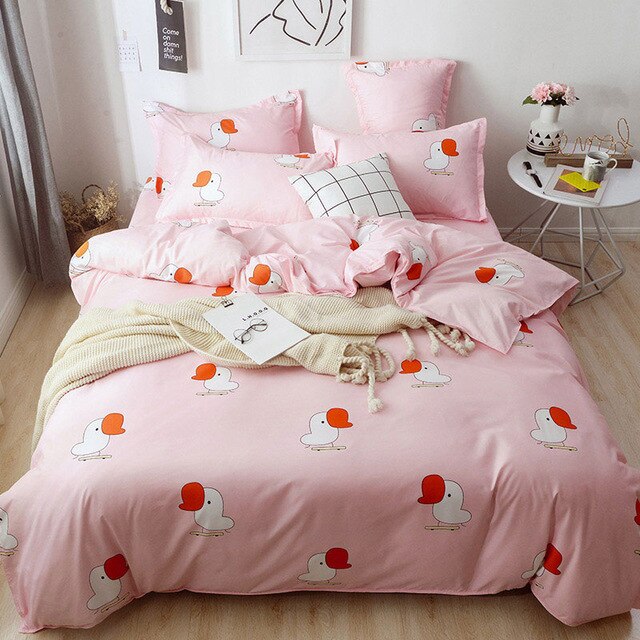 Cartoon Elephant Unicorn Girl Boy Duvet Bed Pillowcase Comforter Bedding Set