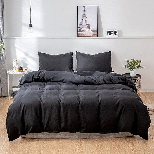 claroom Simple bed linens solid color comforter bedding set Quilt cover and Pillowcase duvet cover set AS74#