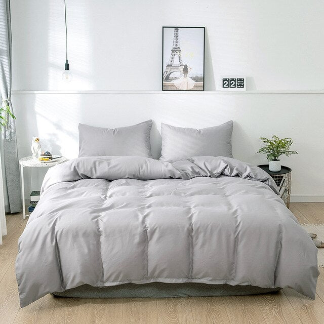 claroom Simple bed linens solid color comforter bedding set Quilt cover and Pillowcase duvet cover set AS74#