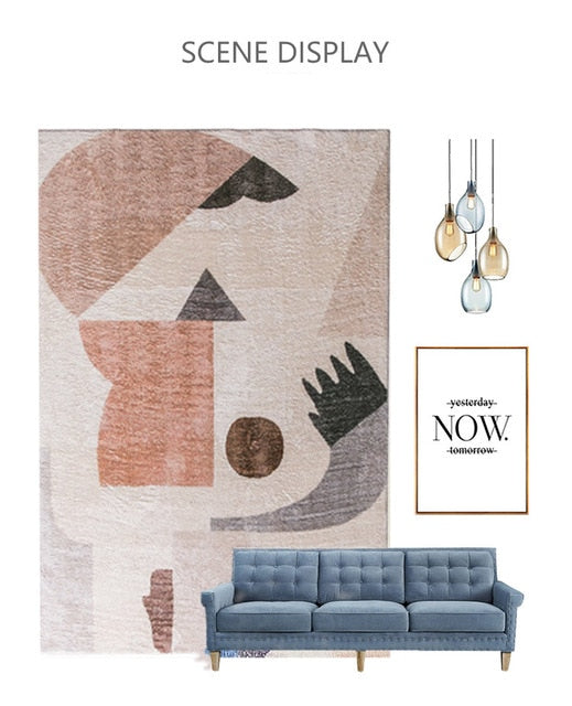 Abstract Geometry Pattern Lamb Velvet Rug Living