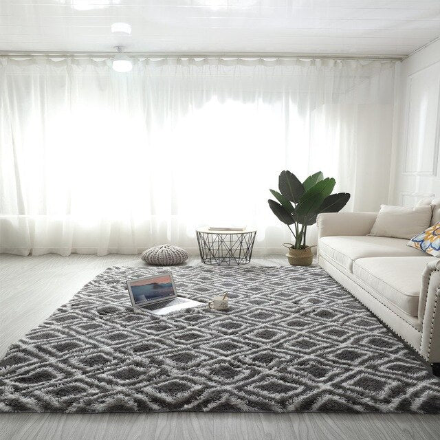 Home Nordic Style Fashion Long Hair Bedroom Rug