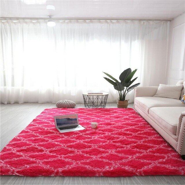 Home Nordic Style Fashion Long Hair Bedroom Rug