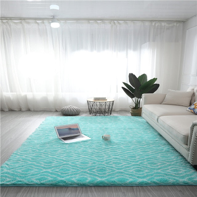 Home Nordic Style Fashion Long Hair Bedroom Rug