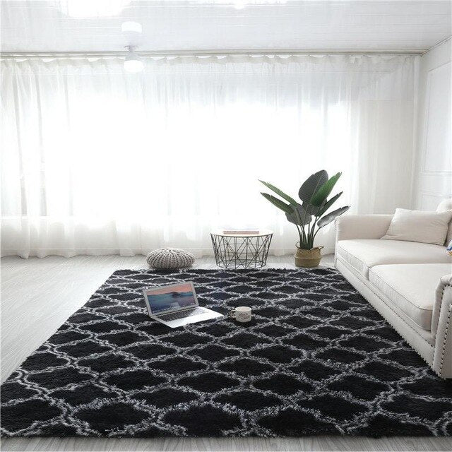 Home Nordic Style Fashion Long Hair Bedroom Rug