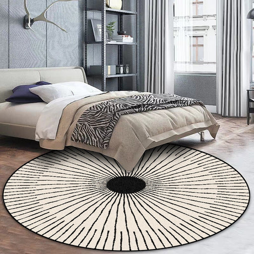 DeMissir Concise Black Lines Round Area Rug