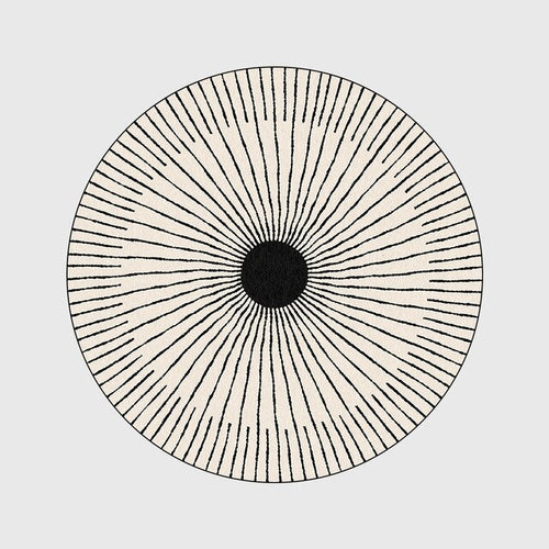 DeMissir Concise Black Lines Round Area Rug