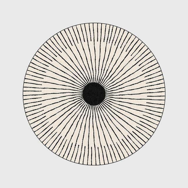 DeMissir Concise Black Lines Round Area Rug