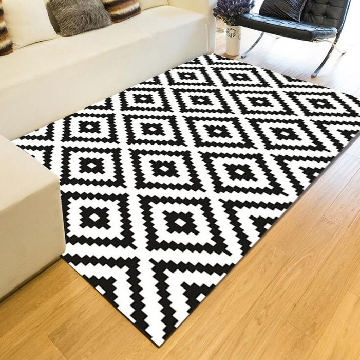 Geometric Black And White European Carpet