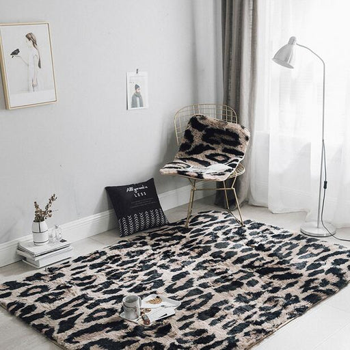 Shaggy Mink Cashmere Carpet Leopard Print