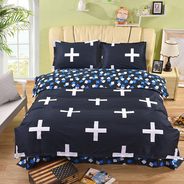 Classic bedding set 4 size grey blue flower bed linens 4pcs/set duvet cover set Pastoral bed sheet AB side duvet cover 5