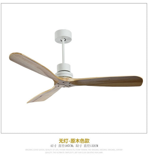 42/52 Inch Nordic Industrial Ceiling Fan Wood Without Light Creative Bedroom Dining Room Wooden Ceiling Fans Free Shipping